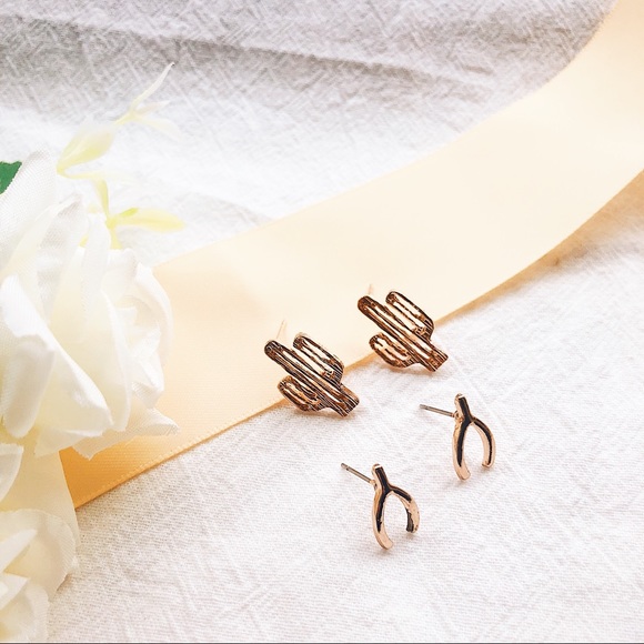 HP🌟Cactus and Wish Bone Stud Earrings - Picture 3 of 5